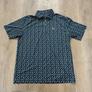 Rhoback Performance Polo Mens Medium Dinosaur All Over Print AOP Golf Stretch